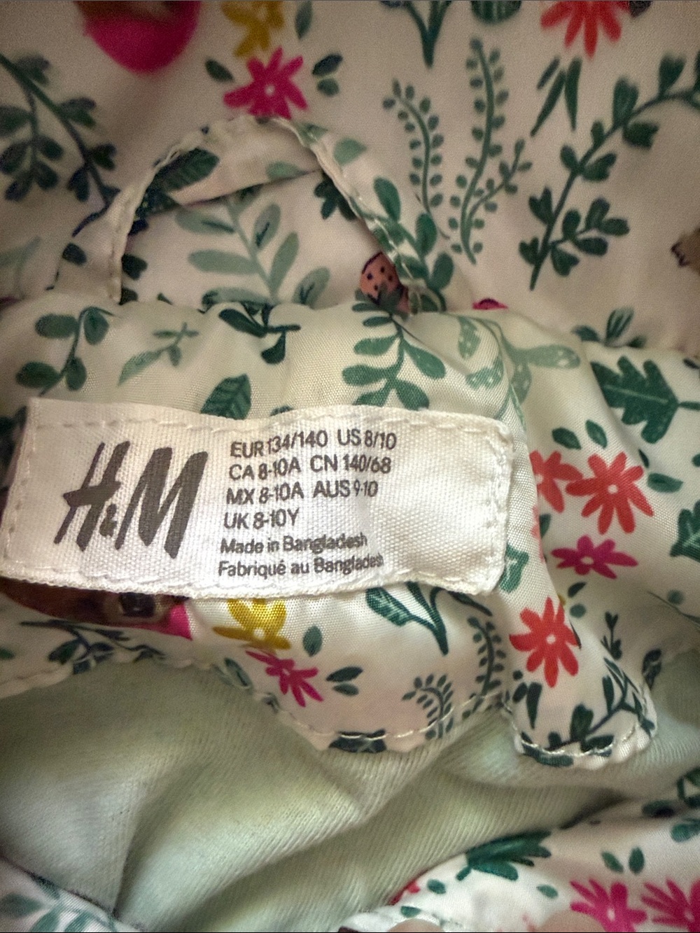 H&M White Floral Bunny Hooded Raincoat with Pink Accents - Picture 3 of 3